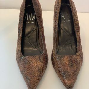 Vintage Ann Marino Brown Snakeskin Pumps